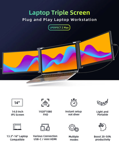  Portable Triple-Screen Monitor