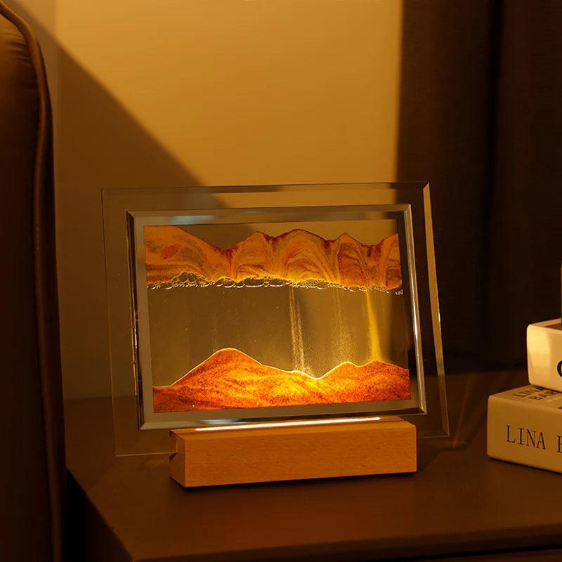 Quicksand Table Lamp Sandscape Moving Sand Art with Lighting Creative LED Night Light USB Bedside Lamps Home Office Decor Gifts